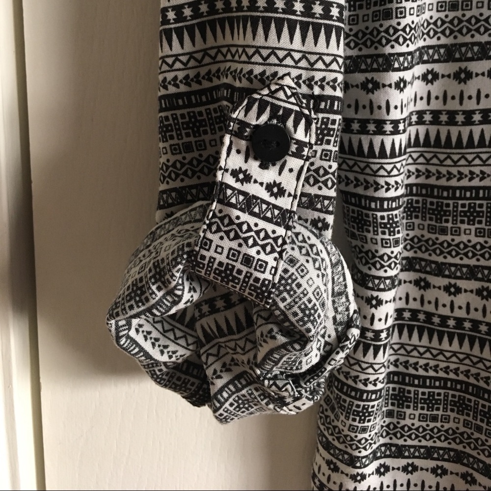 Black and White Pattern Button Down - Picture 6 of 6